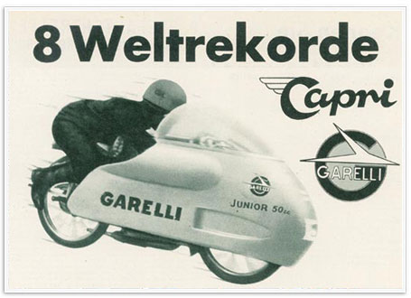8 Weltrekorde mit Garelli 50 ccm Motor